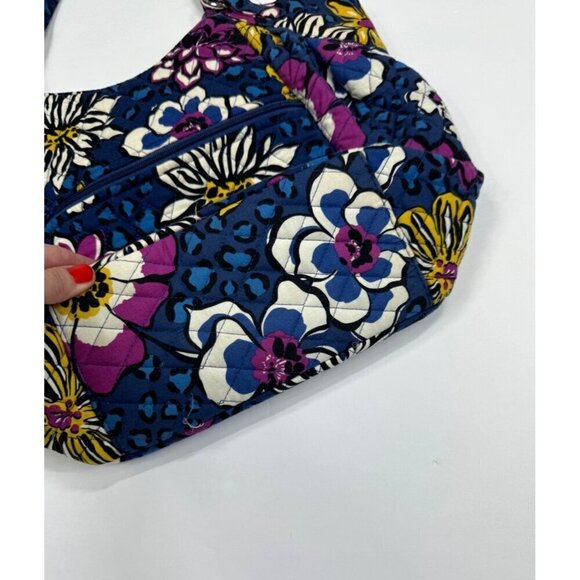 Vera Bradley Purse Shoulder Bag African Violet Pattern Quilted Blue - Picture 11 of 11